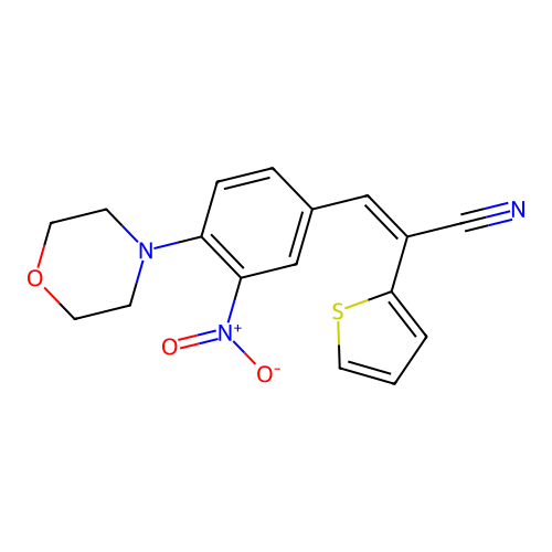 (E)-3-(4-morpholino-3-nitrophenyl)-2-(2-thienyl)-2-propenenitrile structure