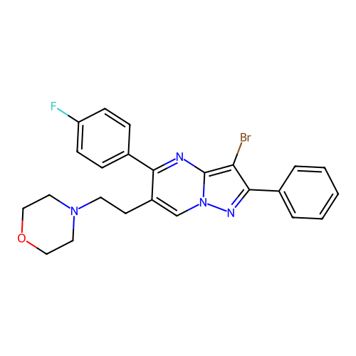 3-bromo-5-(4-fluorophenyl)-6-(2-morpholinoethyl)-2-phenylpyrazolo[1,5-a]pyrimidine structure