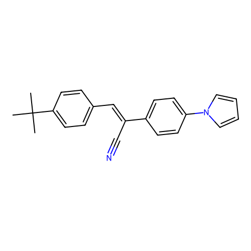 (Z)-3-(4-tert-butylphenyl)-2-(4-pyrrol-1-ylphenyl)prop-2-enenitrile structure