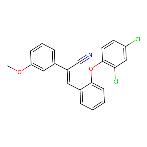 (Z)-3-[2-(2,4-dichlorophenoxy)phenyl]-2-(3-methoxyphenyl)-2-propenenitrile structure