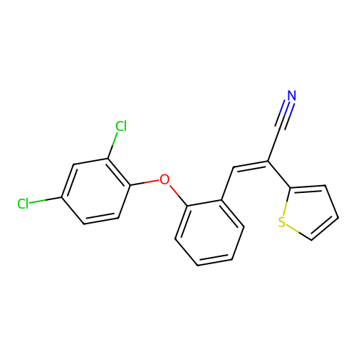 (E)-3-[2-(2,4-dichlorophenoxy)phenyl]-2-(2-thienyl)-2-propenenitrile structure