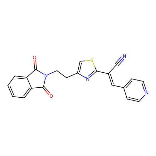 (E)-2-{4-[2-(1,3-dioxo-1,3-dihydro-2H-isoindol-2-yl)ethyl]-1,3-thiazol-2-yl}-3-(4-pyridinyl)-2-propenenitrile structure