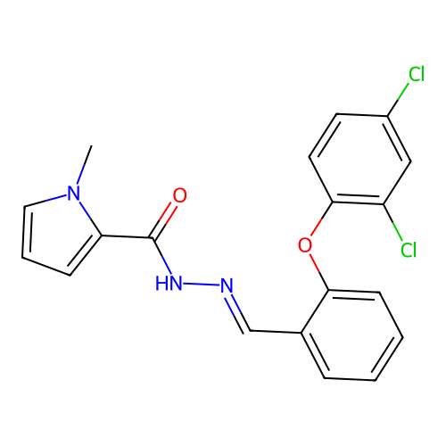 N'-{(Z)-[2-(2,4-dichlorophenoxy)phenyl]methylidene}-1-methyl-1H-pyrrole-2-carbohydrazide structure