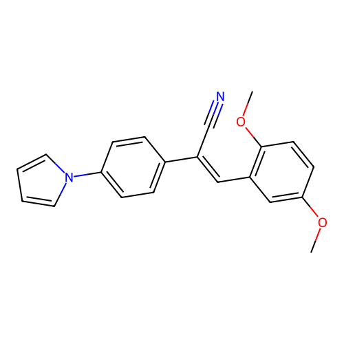 (Z)-3-(2,5-dimethoxyphenyl)-2-(4-pyrrol-1-ylphenyl)prop-2-enenitrile structure
