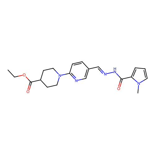 ethyl 1-(5-{2-[(1-methyl-1H-pyrrol-2-yl)carbonyl]carbohydrazonoyl}-2-pyridinyl)-4-piperidinecarboxylate structure