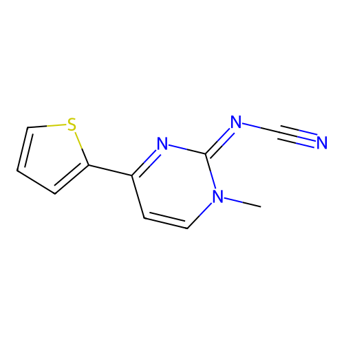 N-[1-methyl-4-(2-thienyl)-2(1H)-pyrimidinyliden]cyanamide structure