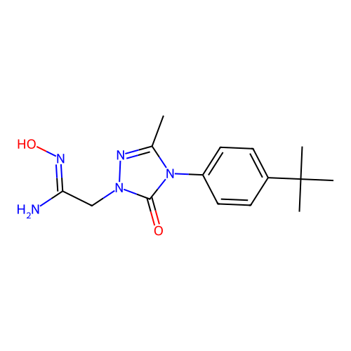 2-[4-(4-tert-butylphenyl)-3-methyl-5-oxo-1,2,4-triazol-1-yl]-N'-hydroxyethanimidamide structure