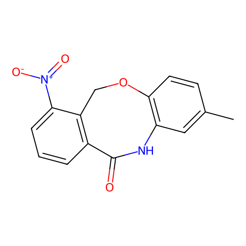 2-Methyl-7-nitro-6,12-dihydrobenzo[c][1,6]benzoxazocin-11-one structure