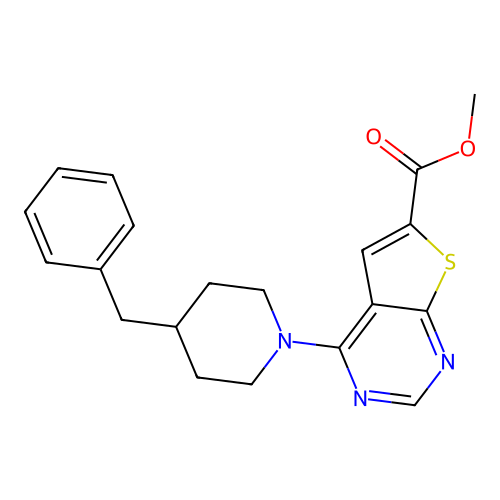 Methyl 4-(4-benzylpiperidino)thieno[2,3-d]pyrimidine-6-carboxylate structure