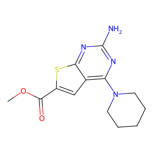 Methyl 2-amino-4-piperidinothieno[2,3-d]pyrimidine-6-carboxylate structure
