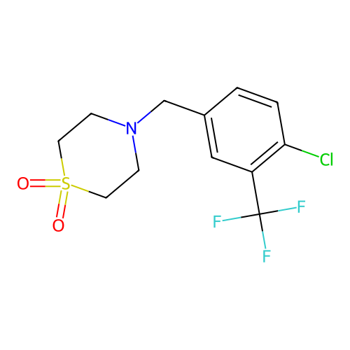 4-[4-Chloro-3-(trifluoromethyl)benzyl]-1lambda~6~,4-thiazinane-1,1-dione structure