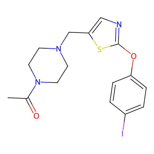 1-(4-{[2-(4-Iodophenoxy)-1,3-thiazol-5-yl]methyl}piperazino)-1-ethanone structure