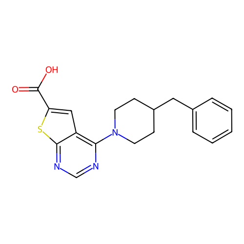 4-(4-Benzylpiperidino)thieno[2,3-d]pyrimidine-6-carboxylic acid structure
