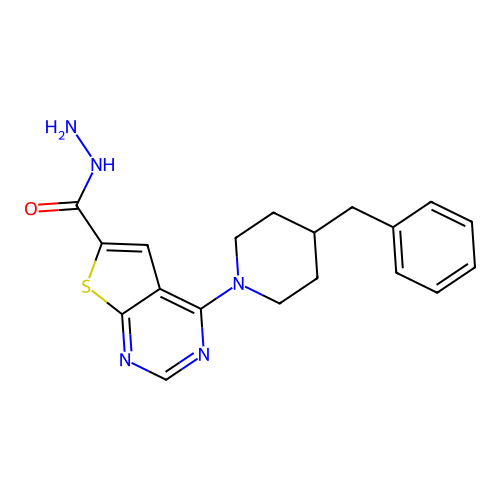 4-(4-Benzylpiperidino)thieno[2,3-d]pyrimidine-6-carbohydrazide structure