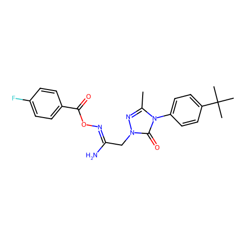 [[1-amino-2-[4-(4-tert-butylphenyl)-3-methyl-5-oxo-1,2,4-triazol-1-yl]ethylidene]amino] 4-fluorobenzoate structure