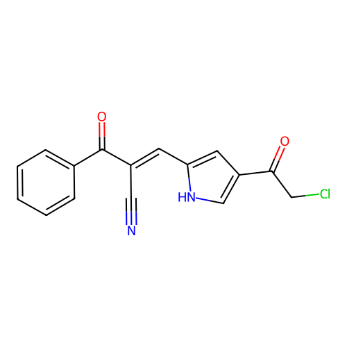2-benzoyl-3-[4-(2-chloroacetyl)-1H-pyrrol-2-yl]prop-2-enenitrile structure