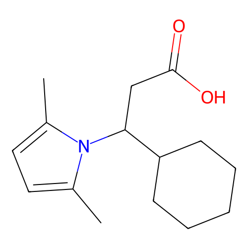 3-cyclohexyl-3-(2,5-dimethyl-1H-pyrrol-1-yl)propanoic acid structure
