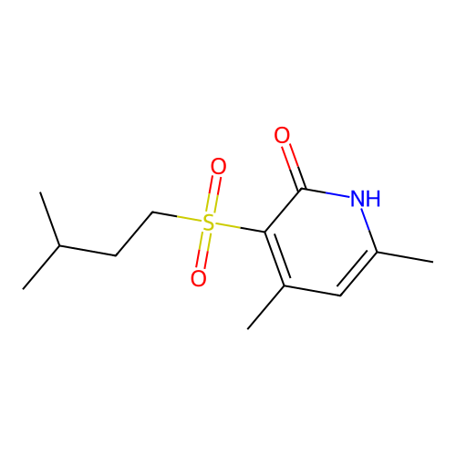 3-(isopentylsulfonyl)-4,6-dimethyl-2(1H)-pyridinone structure