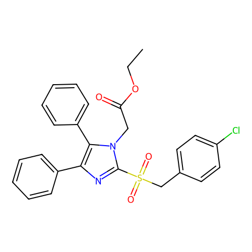 ethyl 2-{2-[(4-chlorobenzyl)sulfonyl]-4,5-diphenyl-1H-imidazol-1-yl}acetate structure
