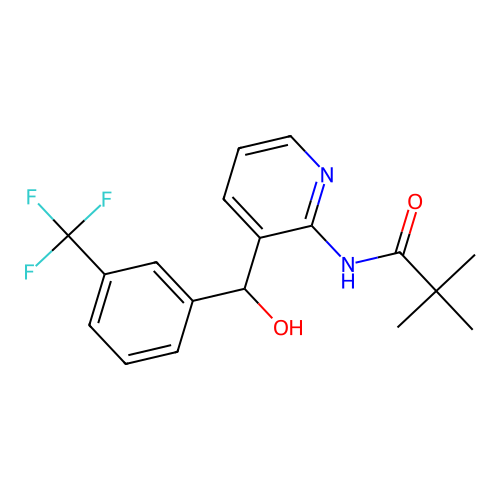 N-(3-{hydroxy[3-(trifluoromethyl)phenyl]methyl}-2-pyridinyl)-2,2-dimethylpropanamide structure