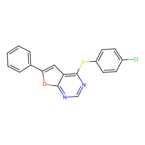 4-Chlorophenyl 6-phenylfuro[2,3-d]pyrimidin-4-yl sulfide structure