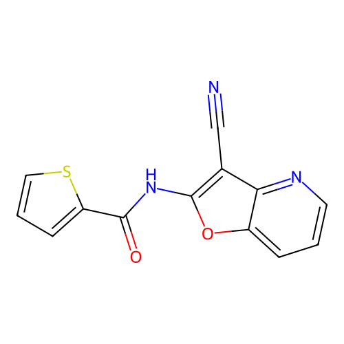 N-(3-cyanofuro[3,2-b]pyridin-2-yl)-2-thiophenecarboxamide structure