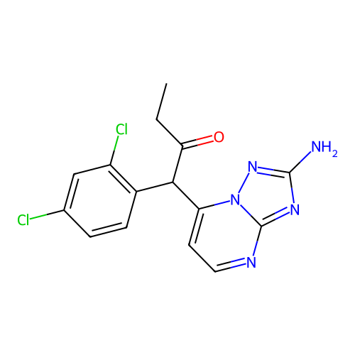 1-(2-amino[1,2,4]triazolo[1,5-a]pyrimidin-7-yl)-1-(2,4-dichlorophenyl)-2-butanone structure