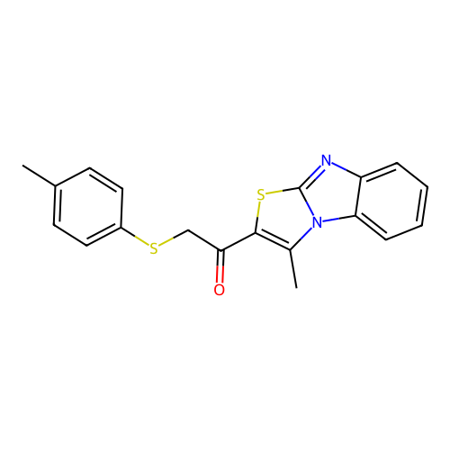 2-[(4-methylphenyl)sulfanyl]-1-(3-methyl[1,3]thiazolo[3,2-a][1,3]benzimidazol-2-yl)-1-ethanone structure