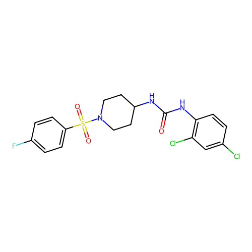 N-(2,4-dichlorophenyl)-N'-{1-[(4-fluorophenyl)sulfonyl]-4-piperidinyl}urea structure