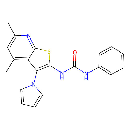 N-[4,6-dimethyl-3-(1H-pyrrol-1-yl)thieno[2,3-b]pyridin-2-yl]-N'-phenylurea structure