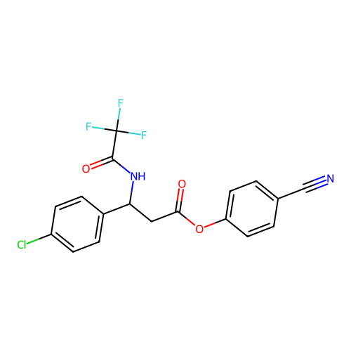 4-Cyanophenyl 3-(4-chlorophenyl)-3-[(2,2,2-trifluoroacetyl)amino]propanoate structure