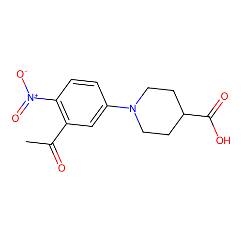1-(3-Acetyl-4-nitrophenyl)piperidine-4-carboxylic acid structure