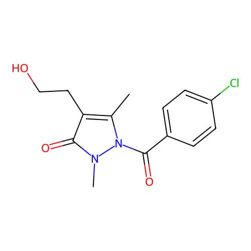 1-(4-chlorobenzoyl)-4-(2-hydroxyethyl)-2,5-dimethyl-1,2-dihydro-3H-pyrazol-3-one structure