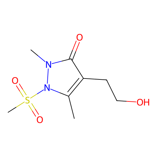 4-(2-hydroxyethyl)-2,5-dimethyl-1-(methylsulfonyl)-1,2-dihydro-3H-pyrazol-3-one structure