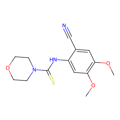 N-(2-cyano-4,5-dimethoxyphenyl)morpholine-4-carbothioamide structure