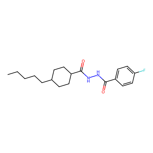 4-fluoro-N'-[(4-pentylcyclohexyl)carbonyl]benzenecarbohydrazide structure