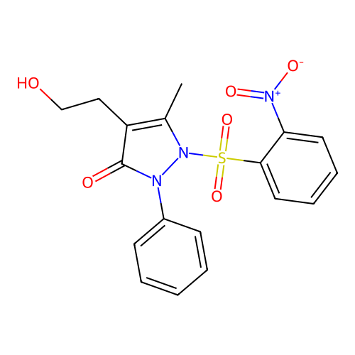 4-(2-hydroxyethyl)-5-methyl-1-[(2-nitrophenyl)sulfonyl]-2-phenyl-1,2-dihydro-3H-pyrazol-3-one structure