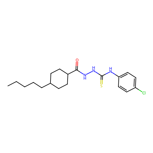N-(4-chlorophenyl)-2-[(4-pentylcyclohexyl)carbonyl]-1-hydrazinecarbothioamide structure
