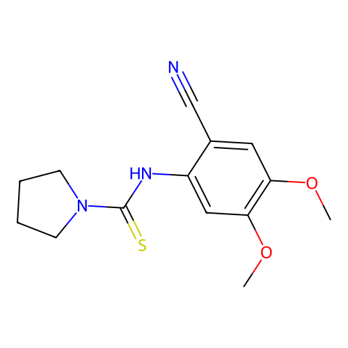 N-(2-cyano-4,5-dimethoxyphenyl)pyrrolidine-1-carbothioamide structure
