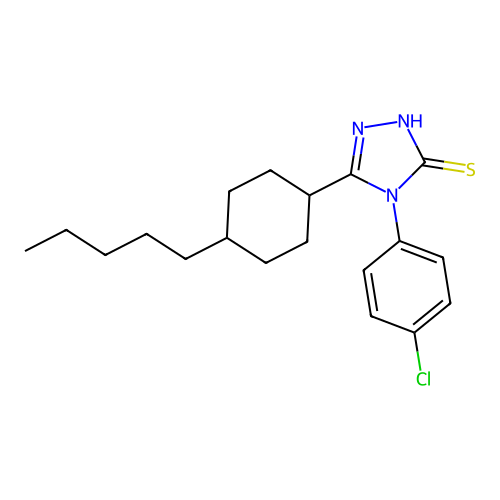 4-(4-chlorophenyl)-5-(4-pentylcyclohexyl)-4H-1,2,4-triazole-3-thiol structure
