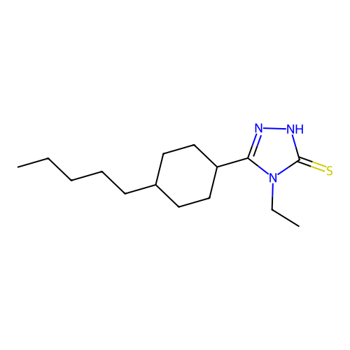 4-ethyl-5-(4-pentylcyclohexyl)-4H-1,2,4-triazole-3-thiol structure