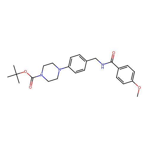 tert-butyl 4-(4-{[(4-methoxybenzoyl)amino]methyl}phenyl)tetrahydro-1(2H)-pyrazinecarboxylate structure