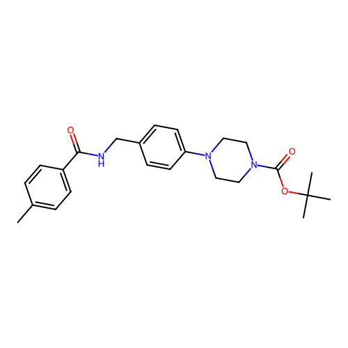 tert-butyl 4-(4-{[(4-methylbenzoyl)amino]methyl}phenyl)tetrahydro-1(2H)-pyrazinecarboxylate structure