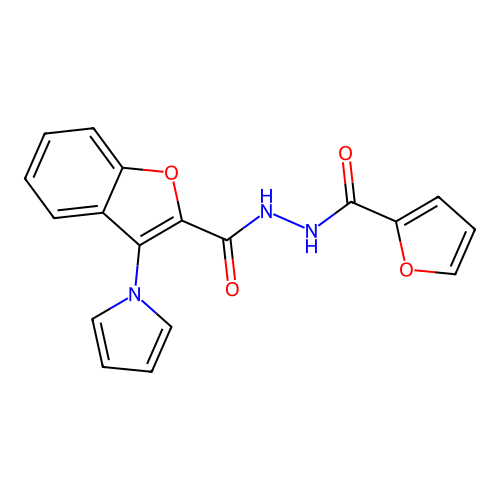 3-(1H-Pyrrol-1-yl)-2-benzofurancarboxylic acid 2-(2-furanylcarbonyl)hydrazide structure