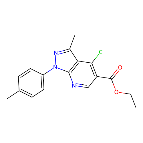 ethyl 4-chloro-3-methyl-1-(4-methylphenyl)-1H-pyrazolo[3,4-b]pyridine-5-carboxylate structure
