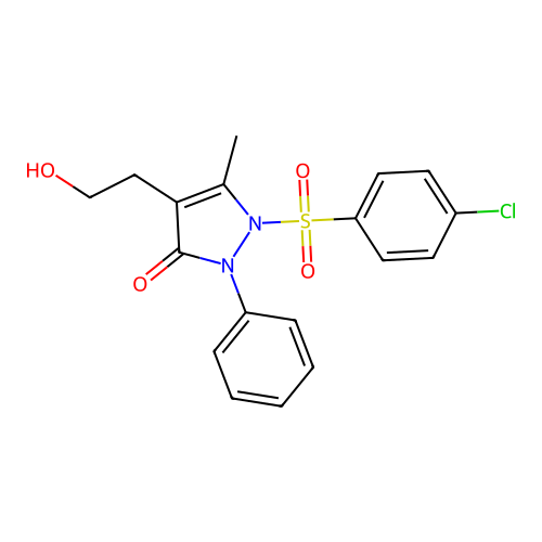 1-[(4-chlorophenyl)sulfonyl]-4-(2-hydroxyethyl)-5-methyl-2-phenyl-1,2-dihydro-3H-pyrazol-3-one structure