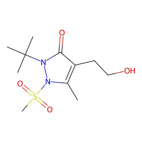 2-(tert-butyl)-4-(2-hydroxyethyl)-5-methyl-1-(methylsulfonyl)-1,2-dihydro-3H-pyrazol-3-one structure