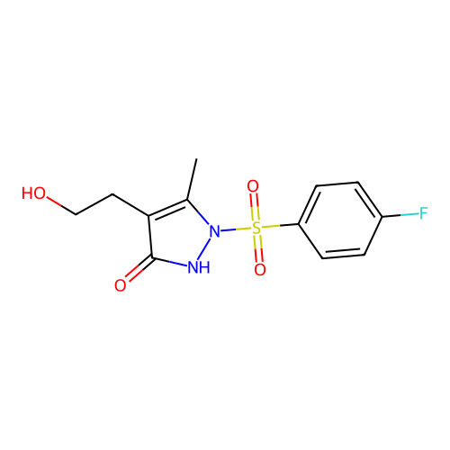 1-[(4-fluorophenyl)sulfonyl]-4-(2-hydroxyethyl)-5-methyl-1,2-dihydro-3H-pyrazol-3-one structure