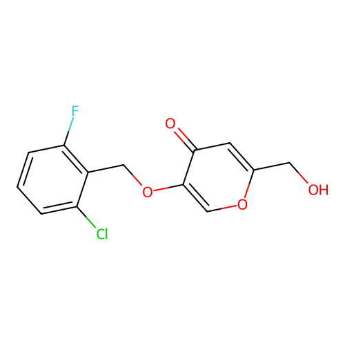 5-[(2-chloro-6-fluorobenzyl)oxy]-2-(hydroxymethyl)-4H-pyran-4-one structure