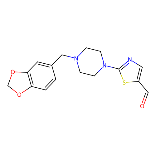 2-[4-(1,3-Benzodioxol-5-ylmethyl)piperazino]-1,3-thiazole-5-carbaldehyde structure